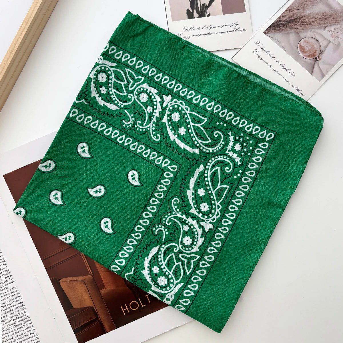 Unisex paisley bandana headband and hair wrap by Ansoff, suitable for men and women, with cowboy and biker style.