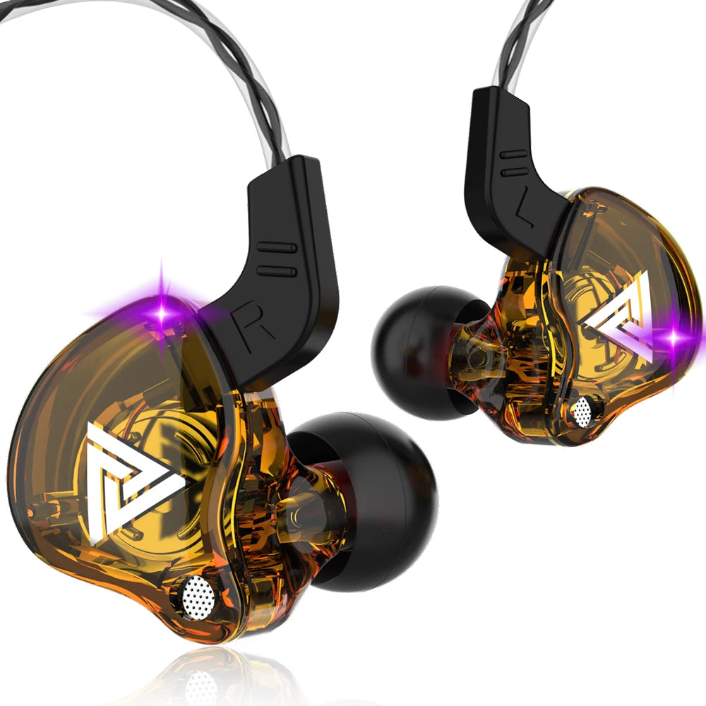 Ansoff QKZ AK6 in-ear earphones with 6 dynamic drivers, microphone, stereo sound, sports design, and HiFi subwoofer earbuds.