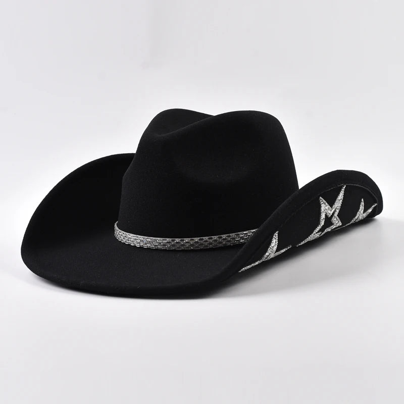 Ansoff women's Western cowboy hat with wide brim, rhinestone star decoration, perfect for weddings, dance parties, or costumes.