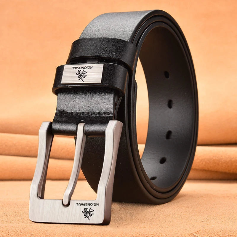 Ansoff men's casual leather belt with a large buckle, stylish design, suitable for business and cowboy fashion.