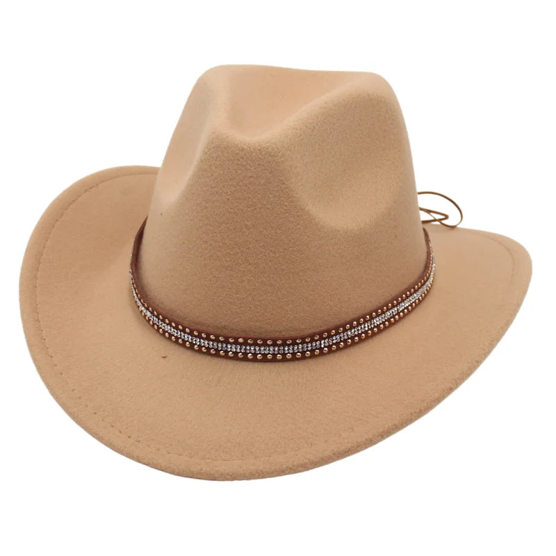 Vintage Ansoff cowboy hat with wide brim, wool felt, adjustable headband, ideal for outdoor riding and country rodeo wear.