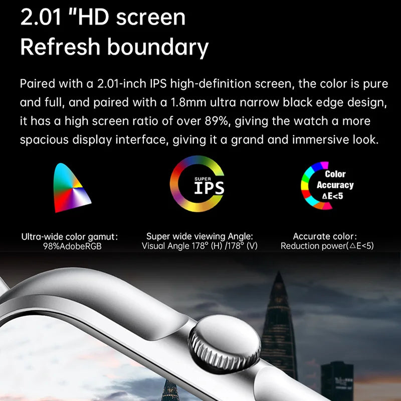 2025 2.01'' Smart Watch BT Call Play Music Heart Monitor Smartwatch Fitness Clock Digital Sports Watches for Men Women Android