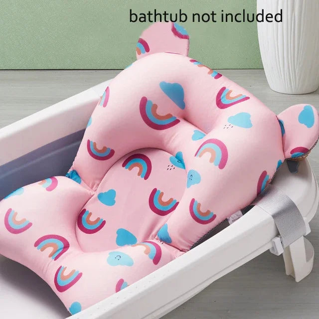 Ansoff baby shower bath tub pad with non-slip animal-shaped cushion for newborn safety and comfort during bath time