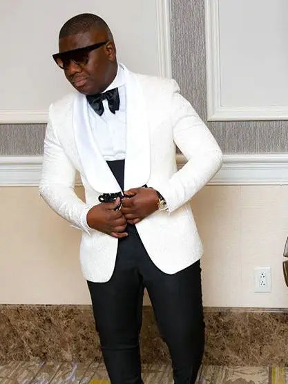 Men's black Italian design wedding suit by Ansoff, 3-piece tuxedo set with jacket, vest, and pants for groom or formal occasions.