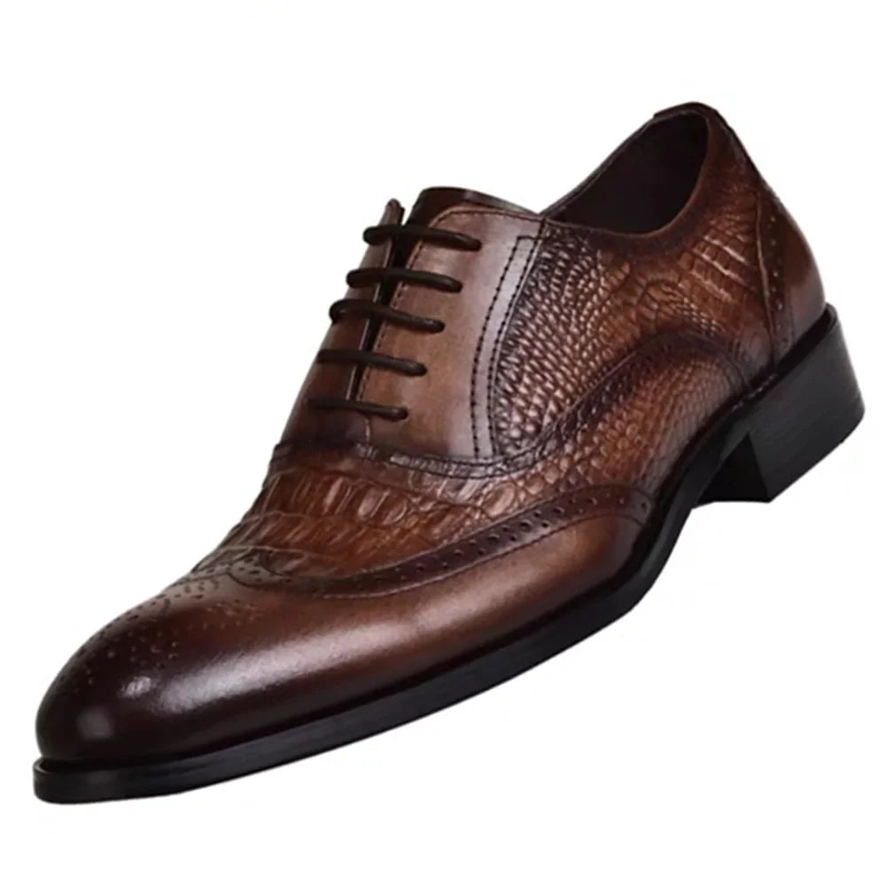 Men casual shoes Brock Oxford retro crocodile leather men formal spring and autumn 2026 new 's for