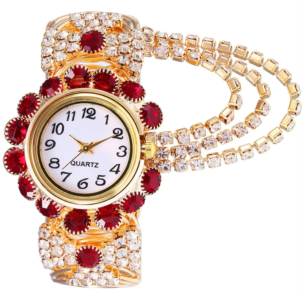 Luxury Women Quartz Wristwatch Fashion Ladies Watches Diamond Rhinestone Alloy Steel Strap Clock Waterproof
