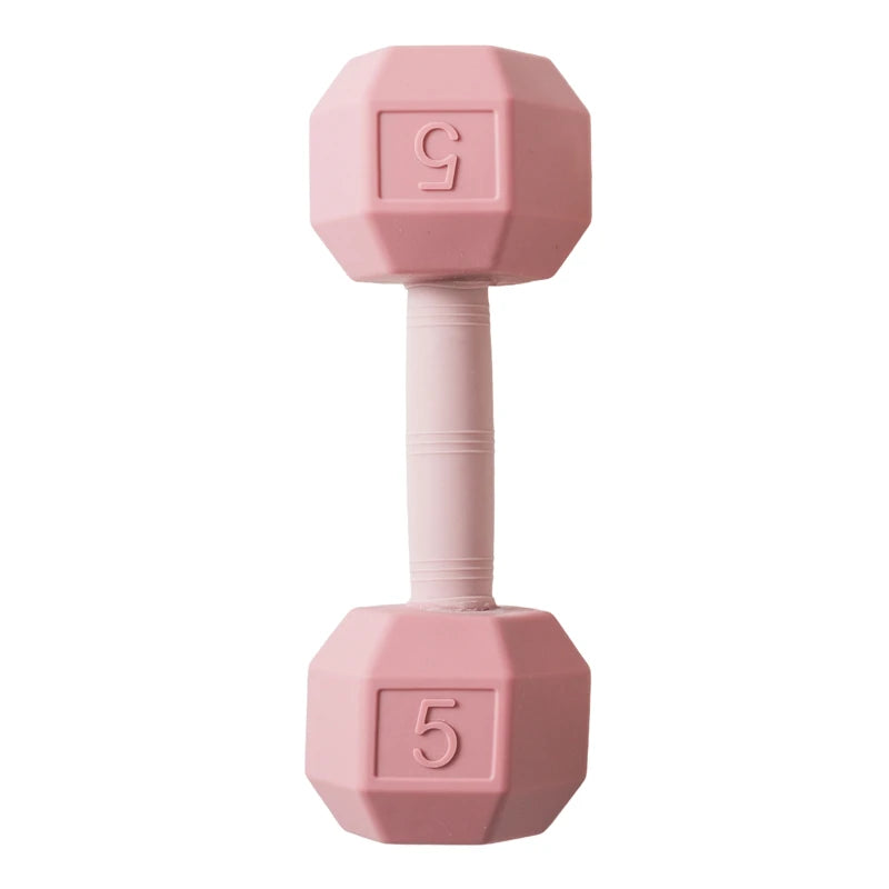 Ansoff baby silicone teething cartoon dumbbell rattle toy with music bell and sensory features for infants' cognitive development.
