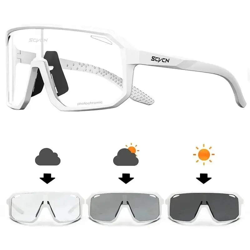 Ansoff photochromic cycling glasses for men and women, mountain bike and outdoor sports eyewear with adjustable lenses.