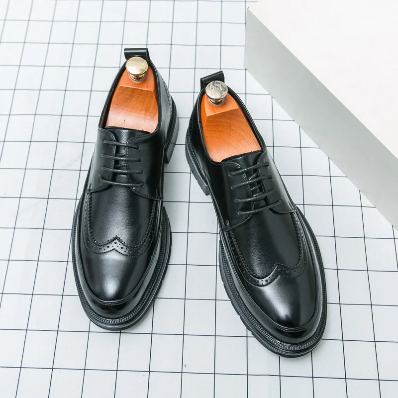 Men's Dress Shoes Fashion Office Business Leather Shoes For Men Classic Wedding Brogues Social Formal Shoes Man
