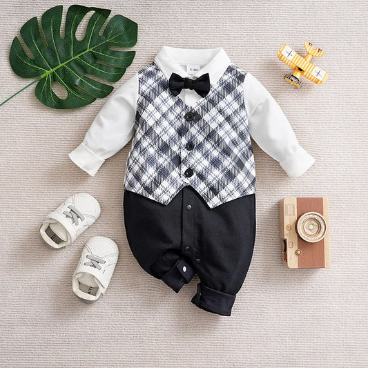 Ansoff newborn baby boy jumpsuit with buttons, one-piece clothing set, suitable for parties and special occasions, in soft fabric.