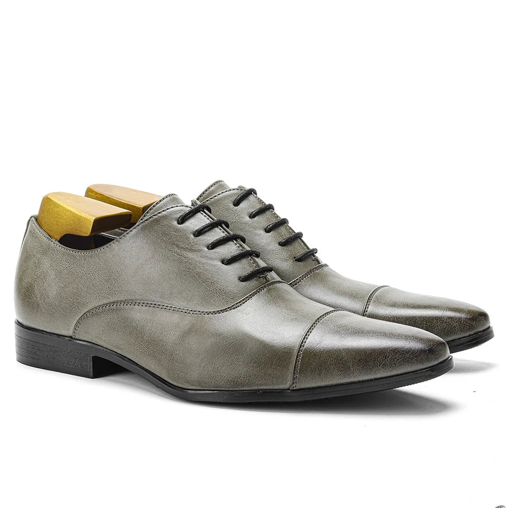 Designer Brand Leather Shoes for Men Wedding Dress Shoe Lace up Casual Business Oxfords Pointed Toe Office Formal Shoes for Man