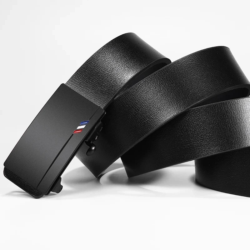 Men's genuine leather belt by Ansoff with automatic metal buckle, luxury quality strap for men, stylish and durable accessory.