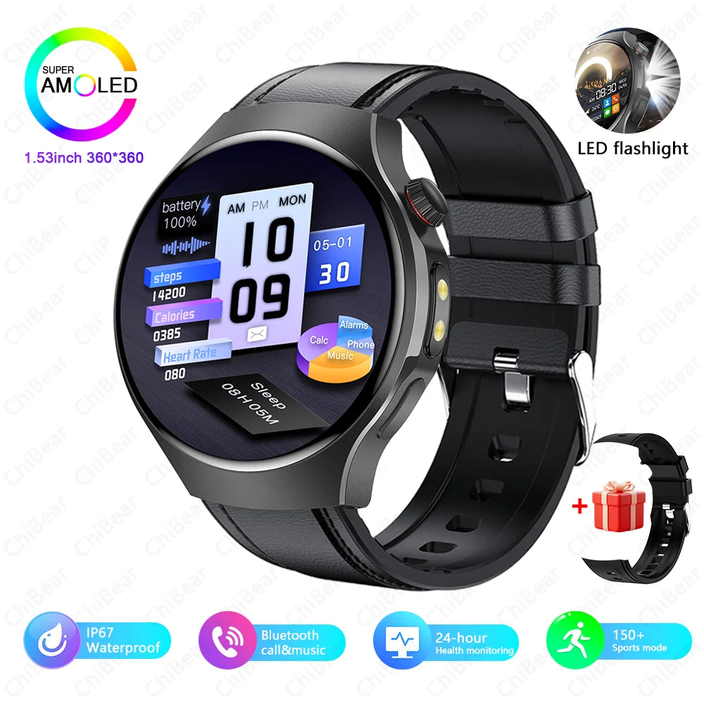 2025 Watch 5 PRO Smart Watch Men LED Flashlight 150+Sports Fitness Track Heart Rate Bluetooth Call Smartwatch Man Watch 5 PRO