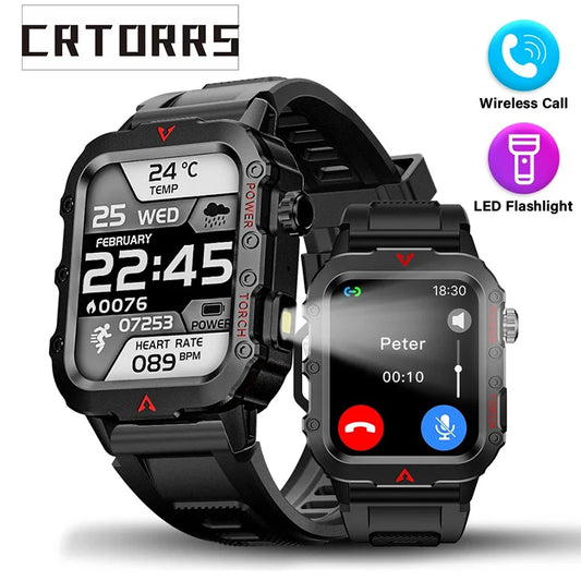 Ansoff waterproof smartwatch with fitness tracking, health monitor, Bluetooth call function, and sporty design for men.