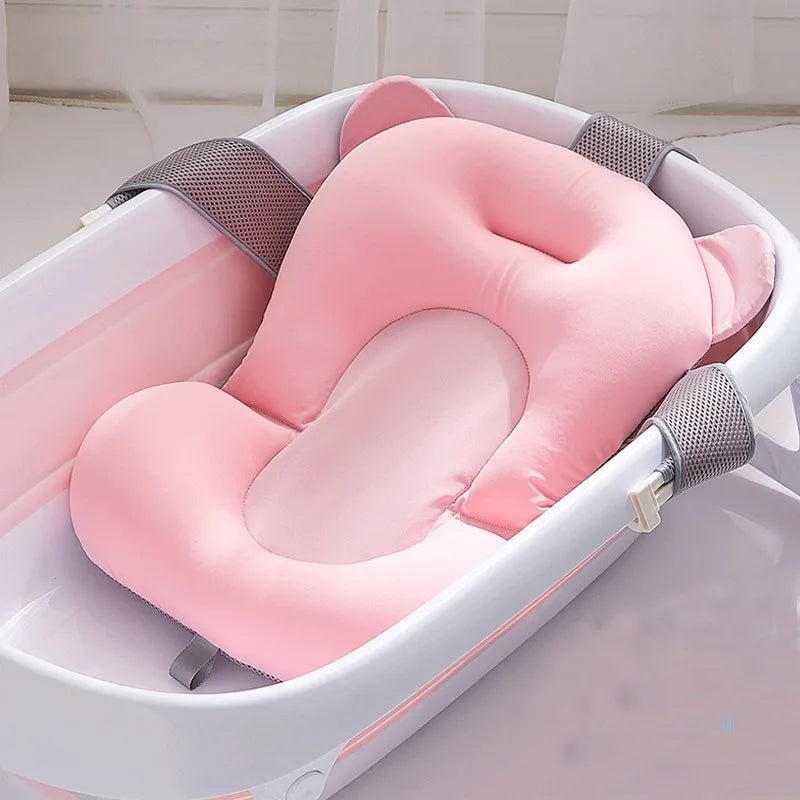 Ansoff baby shower bath tub pad with non-slip surface, soft animal-shaped cushion for newborn safety and comfort during bath time