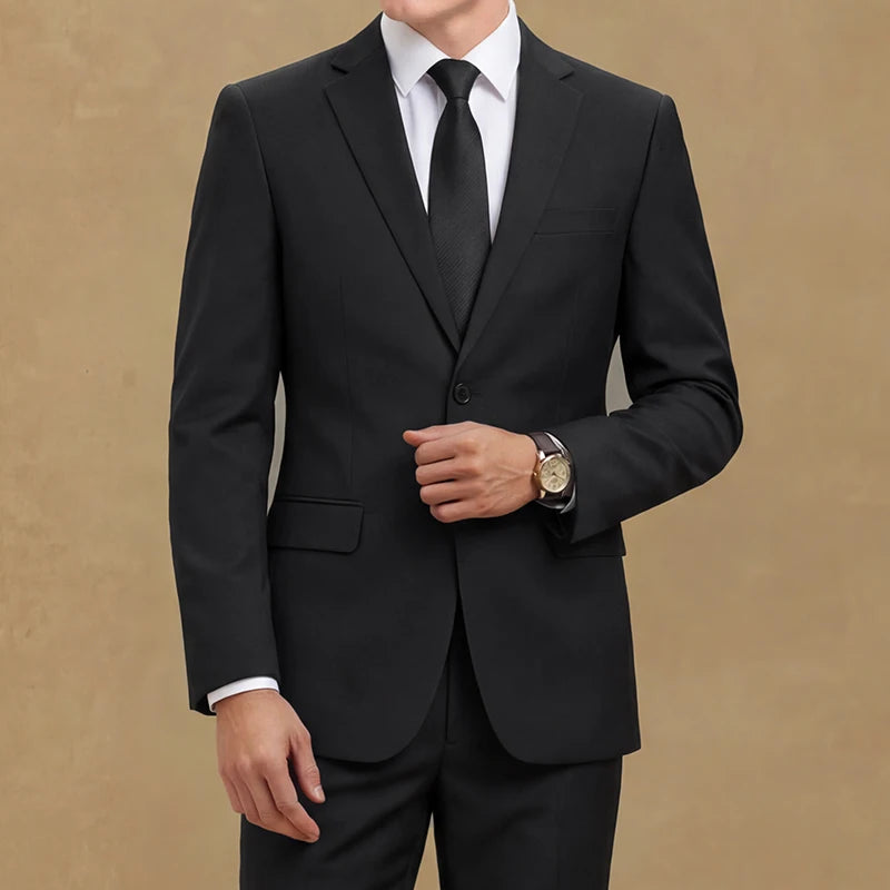 Men's spring-autumn casual and formal suit set by Ansoff, stylish two-piece suit with modern, high-quality design for a handsome look.