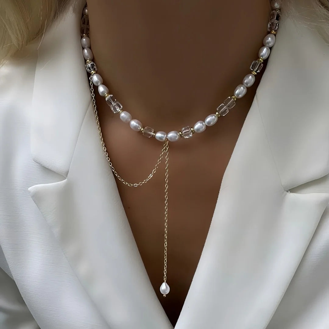 New Irregular Choker Vintage Tassels Zircon Heart Pendant Necklace For Women Female Geometric Baroque Transparent Crystal Chain - Acros