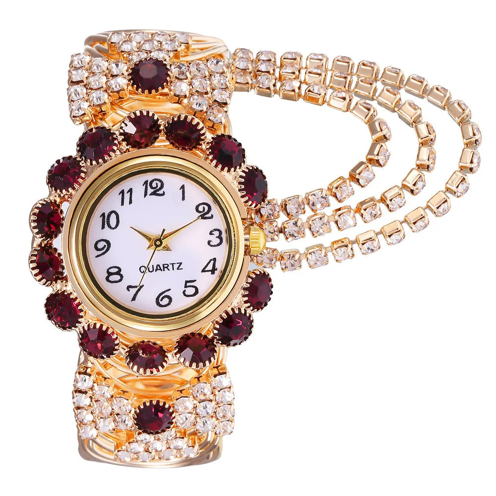 Luxury Women Quartz Wristwatch Fashion Ladies Watches Diamond Rhinestone Alloy Steel Strap Clock Waterproof