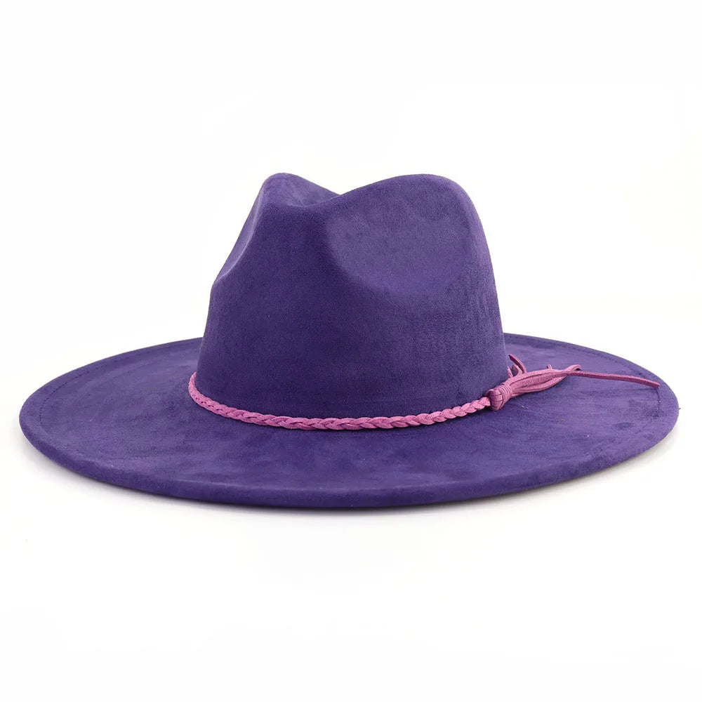 Ansoff Malachite Green suede fedora hat with wide brim, suitable for men and women, ideal for autumn and winter.