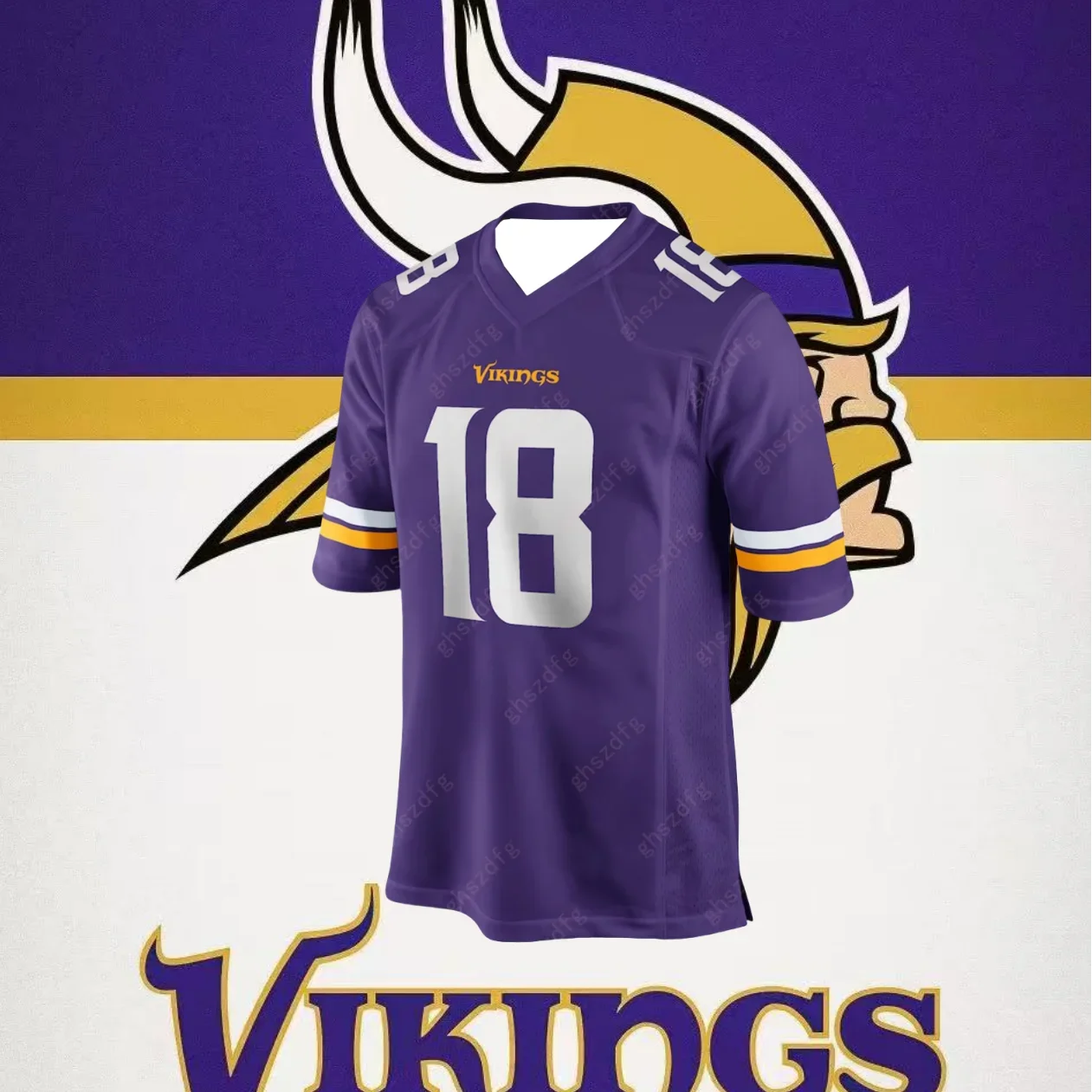 Ansoff 2025 football jersey for men and women featuring Justin Jefferson Vikings #18, suitable for training and outdoor exercise.