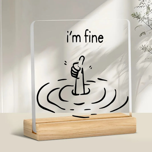 2D Funny "I'm Good" Logo - Minimalist Black and White Design Acrylic Desktop Decoration, Home Office, New Year Decoration Gift