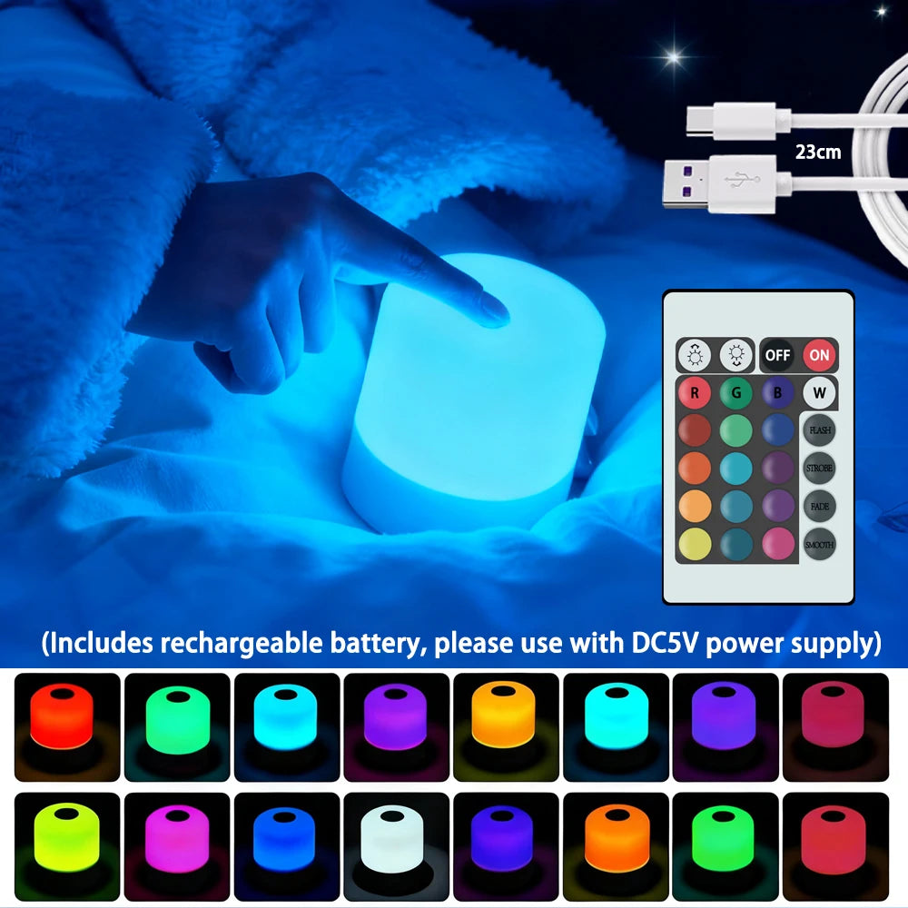 Ansoff LED night light desk lamp with dimmable, rechargeable, touch control, RGB color options, and plug-in bedside lighting.