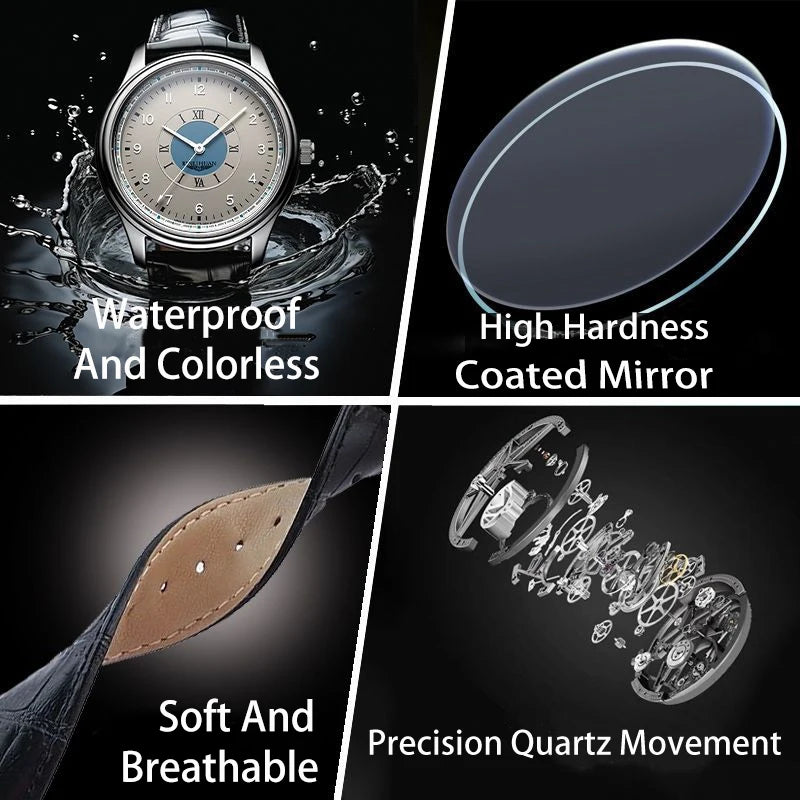 Top Brand Man Wristwatch Luxury Business Waterproof Men Watch For Men Quartz Clock Leather Men's Watches reloj Handsome 2025 New - Acros