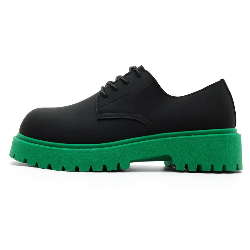 Men's Ansoff derby shoes with platform sole, two-tone leather, round toe, casual elevator footwear with sneakers style.