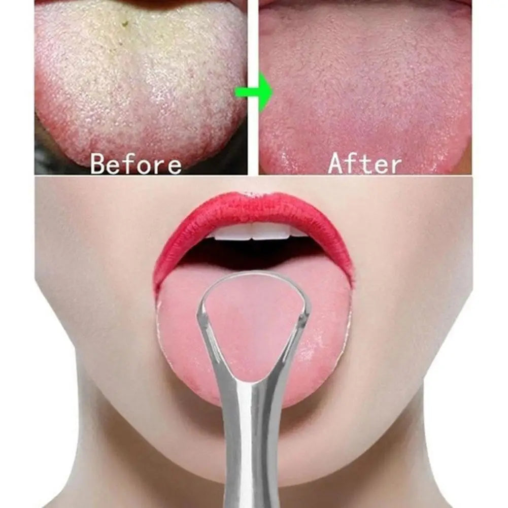 Ansoff stainless steel tongue scraper for fresh breath, single-layer reusable oral mouth brush, designed for effective tongue cleaning.