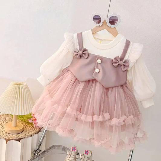 Newborn Baby Girl Dress Clothes 2025 Autumn Toddler Girls Long Sleeve Princess Birthday Dresses for Baby Infant Clothing