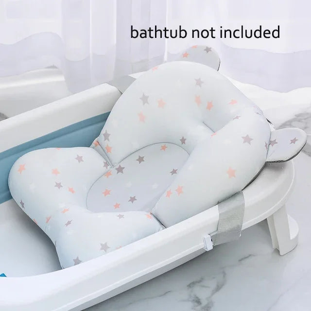 Ansoff baby shower bath tub pad with non-slip surface, soft animal-shaped cushion for newborn safety and bath support.