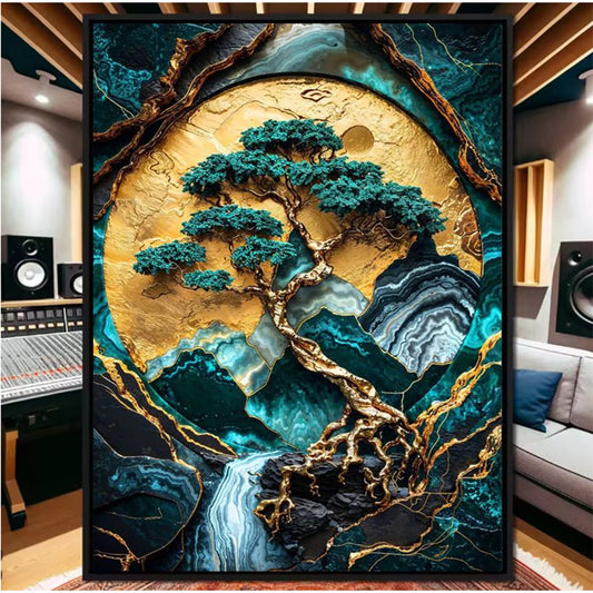 Diamond Mosaic Golden Bonsai Sanctuary Art Diamond Painting New Series 2025 Green Tree Diamond Embroidery Cross Stitch Home Gift
