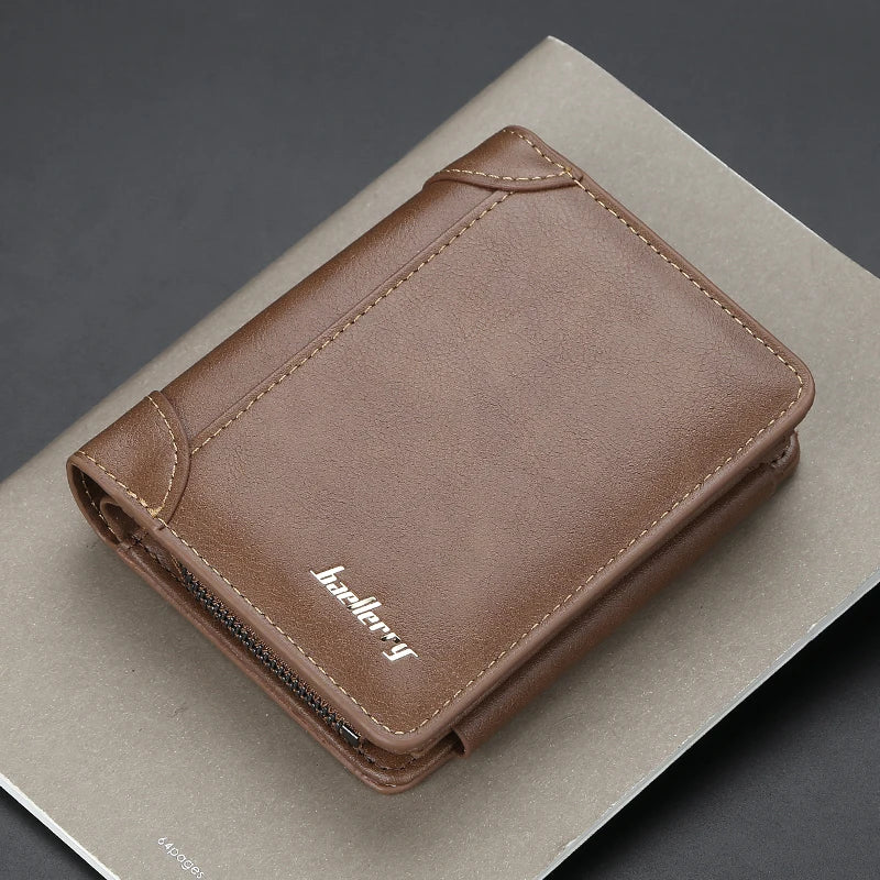 New PU Leather Men Wallets High Quality Zipper Short Desigh Card Holder Male Purse Vintage Coin Holder Men Wallets - Acros
