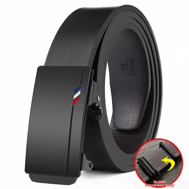 Ansoff men's genuine leather belt with automatic metal buckle, luxury quality strap for stylish men's fashion accessory.