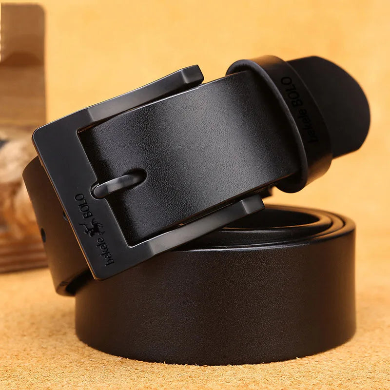 Genuine leather men's belt by Ansoff with alloy buckle, stylish fashion design, suitable for business or casual wear.