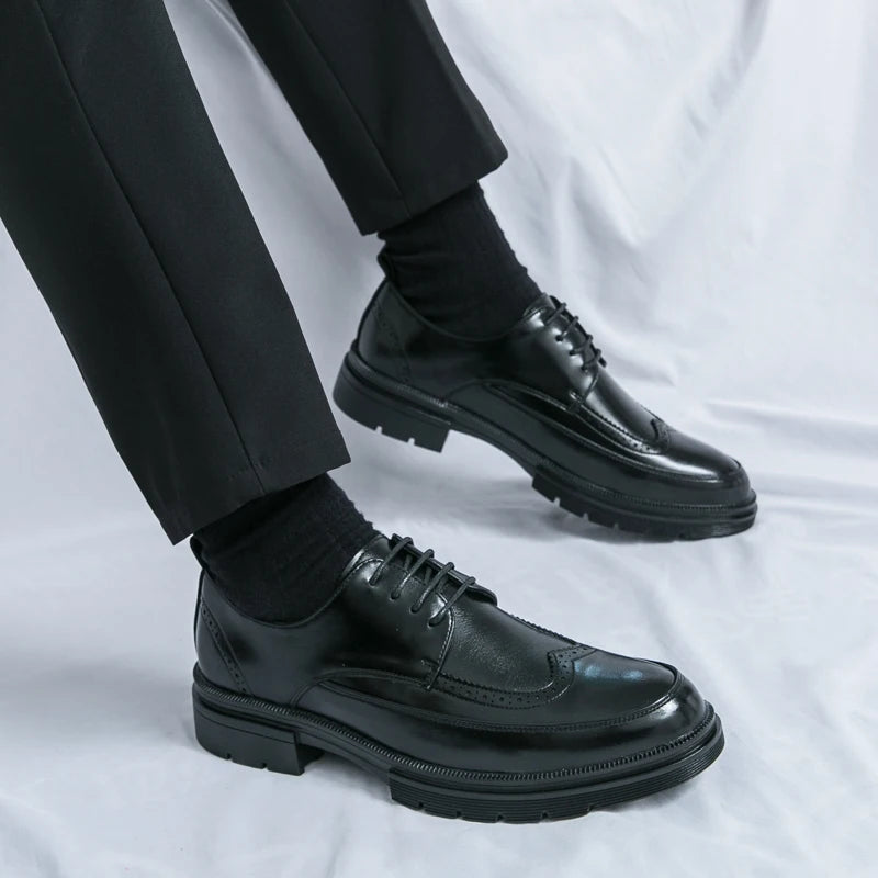 Men's Dress Shoes Fashion Office Business Leather Shoes For Men Classic Wedding Brogues Social Formal Shoes Man