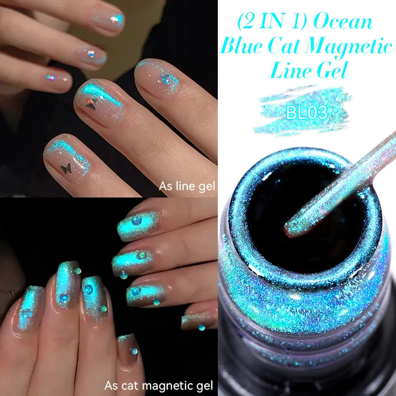 LILYCUTE 5ML Champagne Gold Reflective Glitter Liner Gel Nail Polish Bright Sparkling French Semi Permanent Nail Painting UV Gel