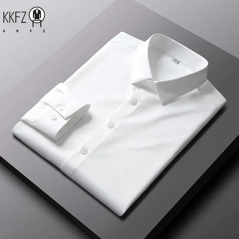 Ansoff men's long sleeve casual shirt in solid color, non-iron, wrinkle-resistant business top, stylish and comfortable for everyday wear.