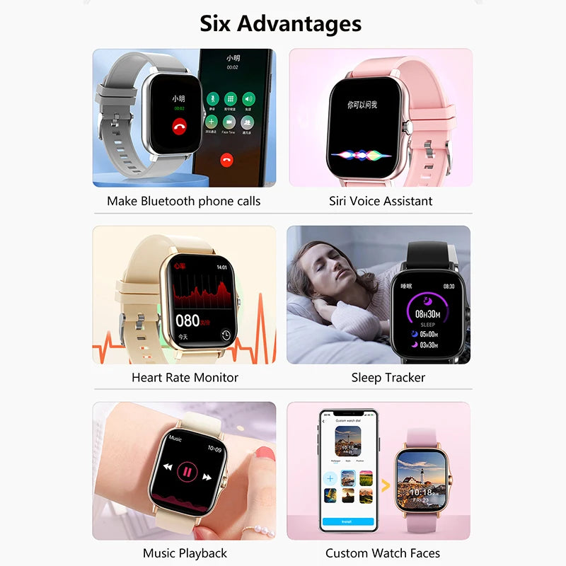 Ansoff 1.83-inch sport smart watch with fitness tracking, health monitor, waterproof design, wireless calling for men and women.