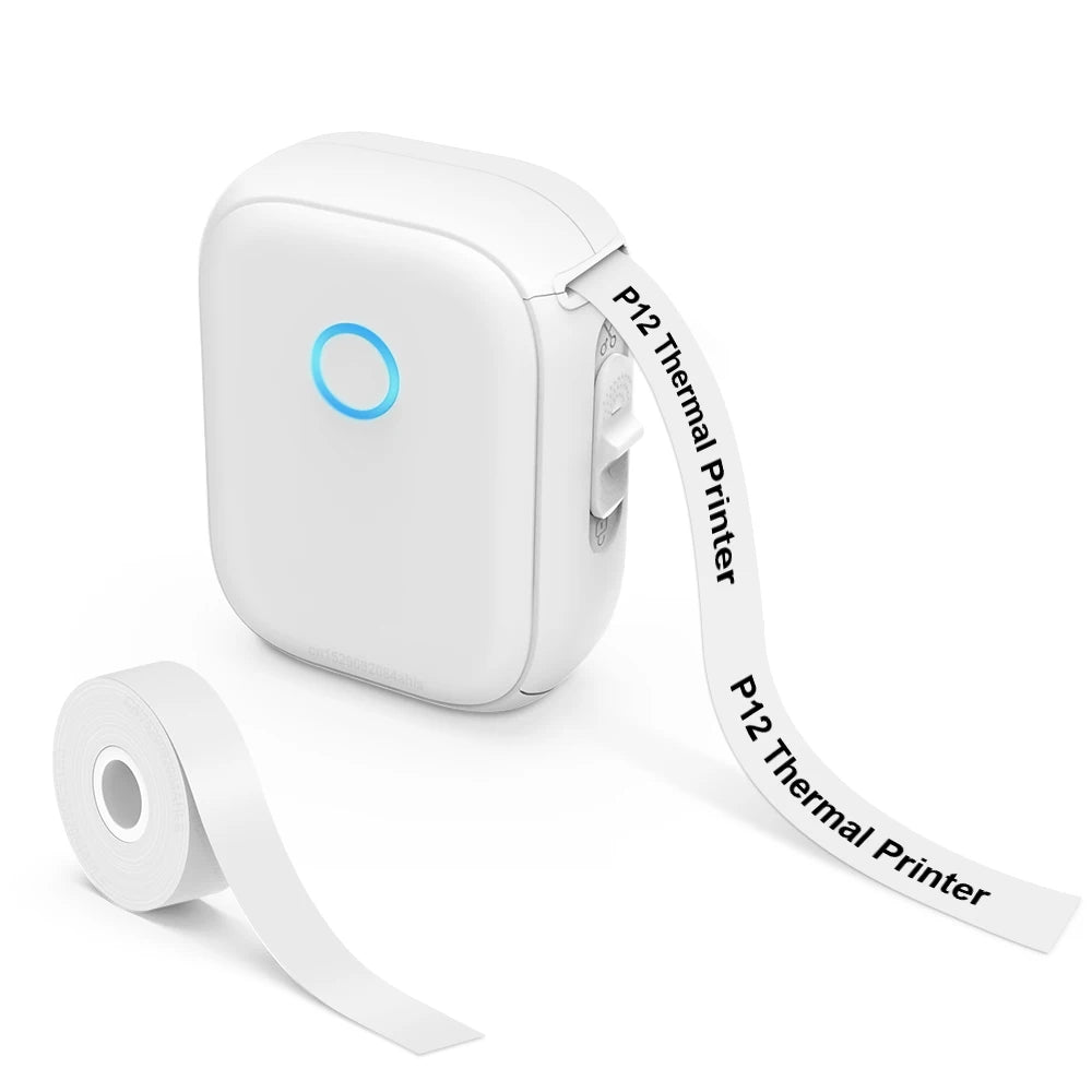 Portable Mini Printer Marklife P12 Thermal Printer Adhesive Sticker Labeling Machine P12 Label Maker or 1PK Continues Label Tape - Acros