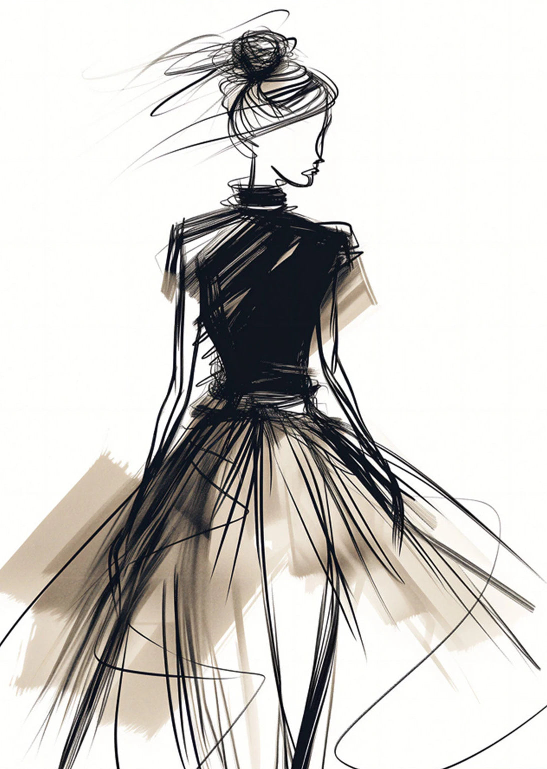 Fashion Design Sketch Abstract Woman Line Drawing Poster Print Canvas Painting Wall Art Picture for Living Room Home Decor Gift