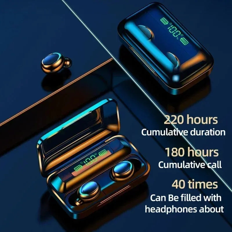 Ansoff TWS F9-5 Bluetooth wireless earbuds with waterproof design, stereo sound, microphone, and in-ear fit for sports use