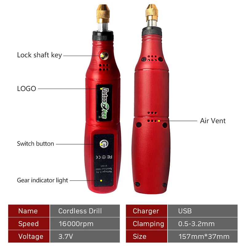 Ansoff USB cordless rotary tool kit with engraving pen, 24 accessories, suitable for woodworking, jewelry, metal, glass engraving.