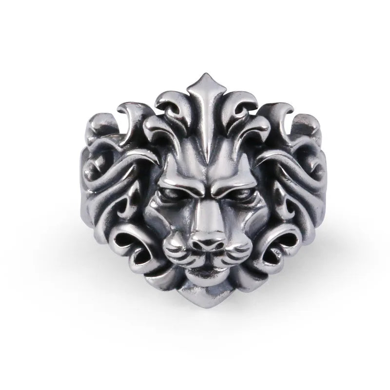 Retro Lion Domineering Ring Prairie King Men's Alloy Ring Exaggerated Ring Jewelry Gift Adjustable Opening