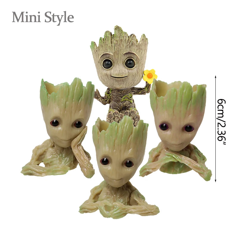Miniature Groot figurine by Ansoff, 5cm, cartoon-style desktop decor, detailed handcrafted office ornament, tree-shaped character display.