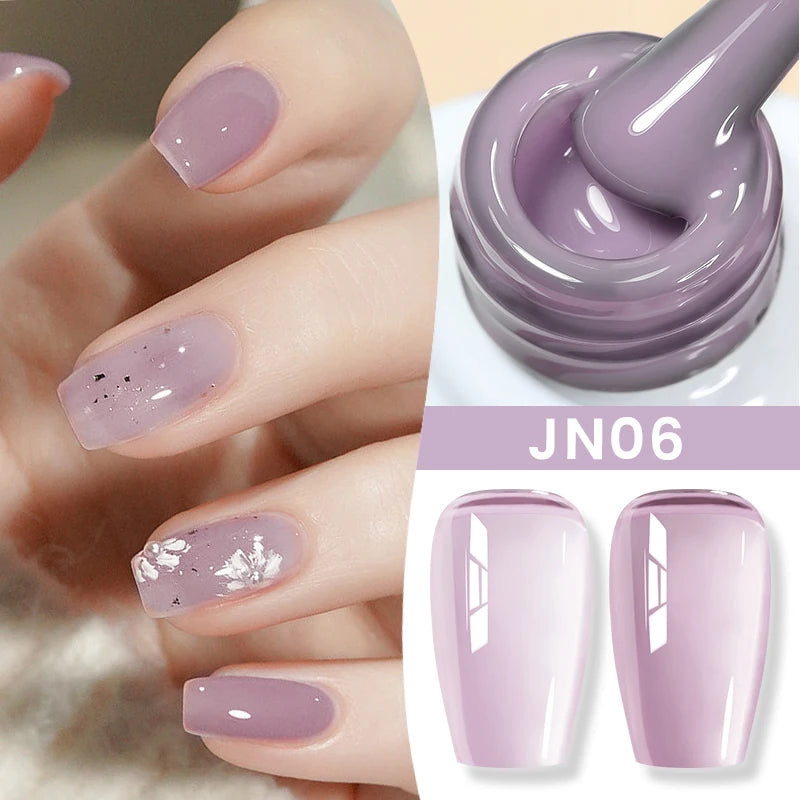 BORN PRETTY Jelly Nude Gel Nail Polish 10ml Light Pink Peach Translucent Color UV Light Cure Gel Varnish Nail Art DIY at Home - Acros