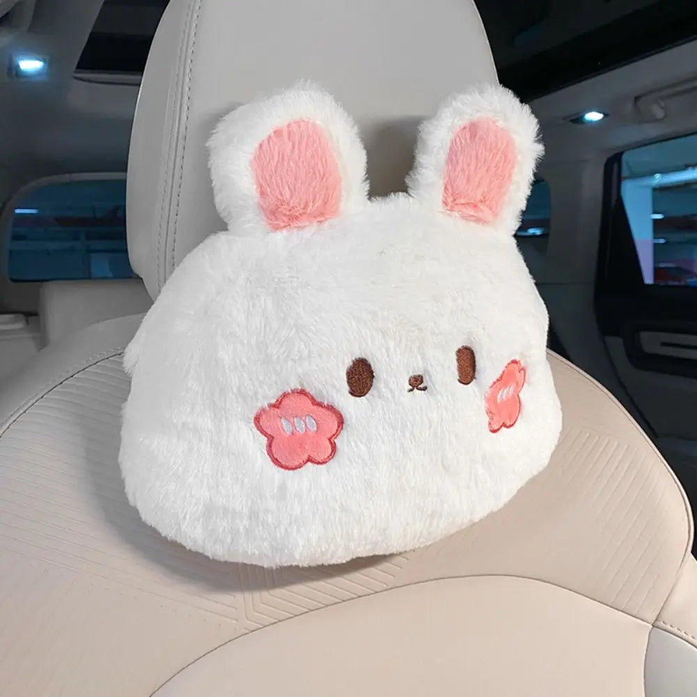 Creative Cartoon Rabbit Panda Auto Car Seat Head Neck Rest Cushion Headrest Pillow Plush Pad Car Safety Decorative Car Pillow