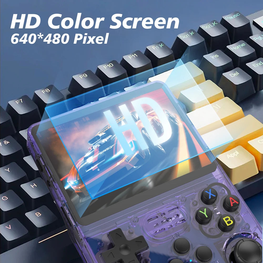 Ansoff 128GB R36S Retro handheld gaming console with 3.5-inch IPS screen, portable design, and built-in game library.