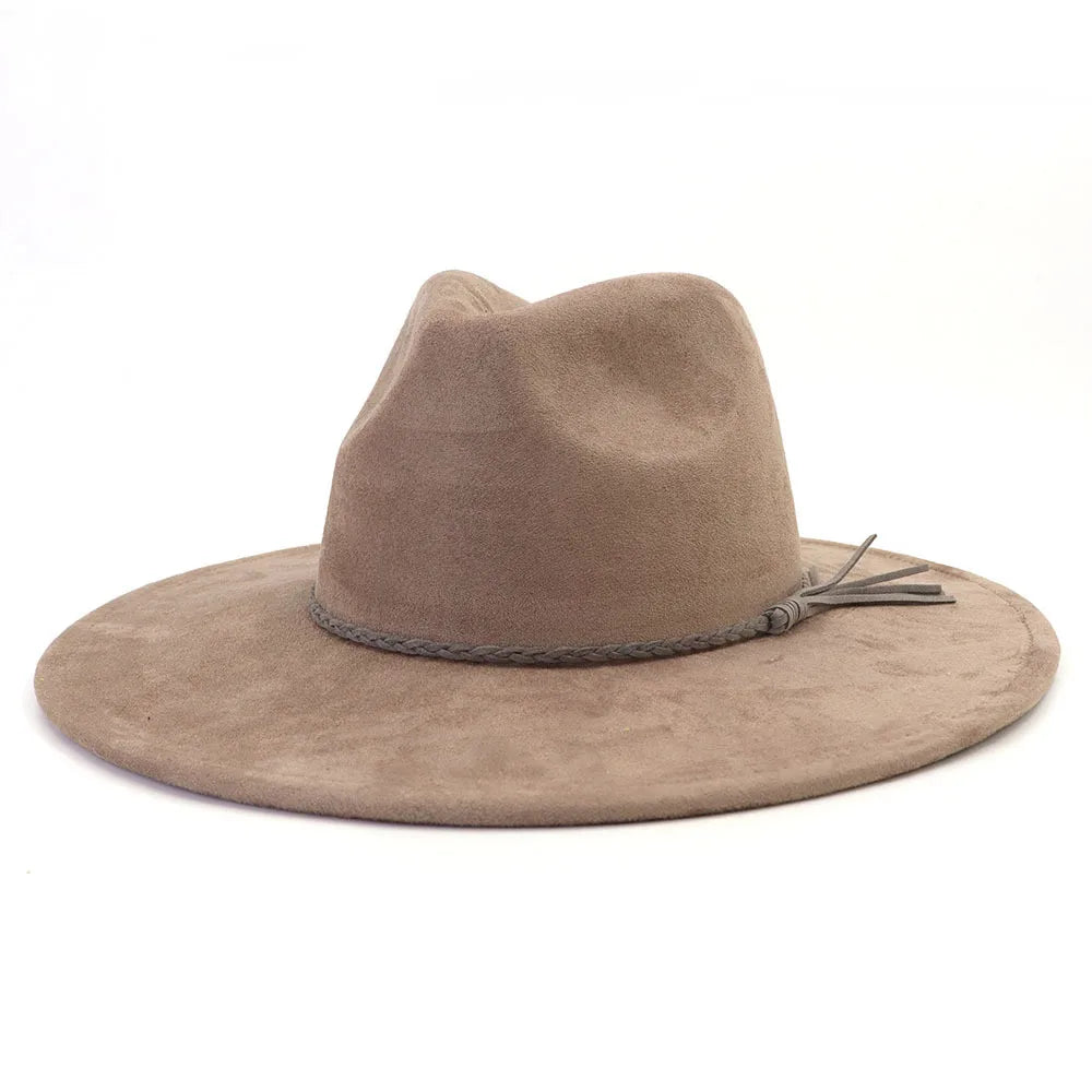 Ansoff men's and women's malachite green suede fedora hat with a wide brim, perfect for autumn and winter fashion.