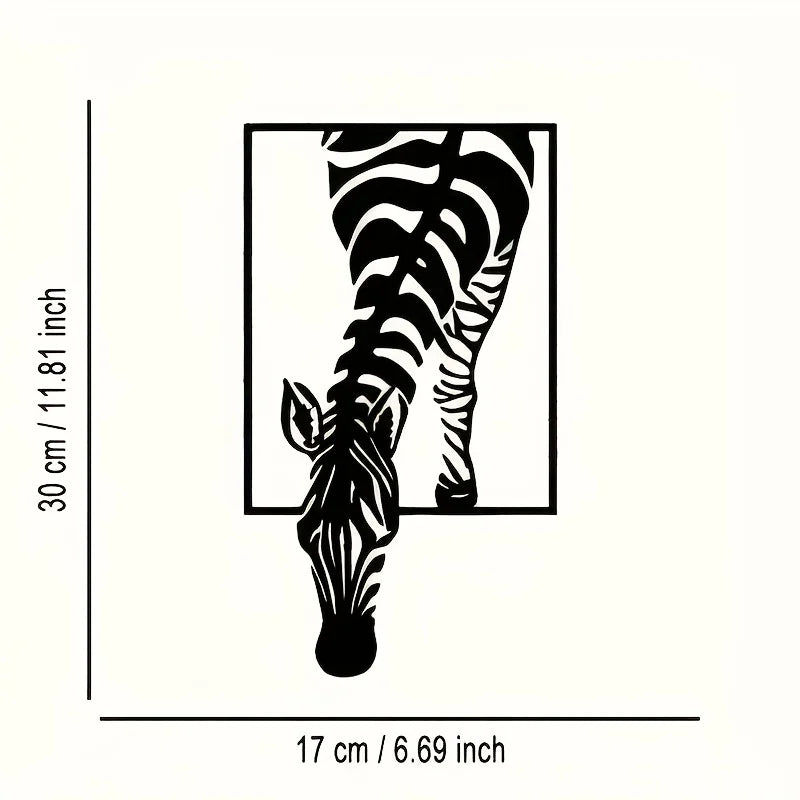 Modern Zebra Metal Art] Minimalist Zebra Metal Wall Art - Modern Striped Iron Decor |  Animal-Themed Design, Zebra Decor